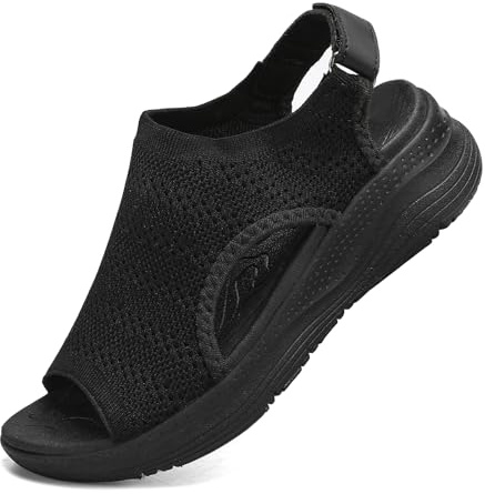 YESWIN Women Arch Support Orthotic Walking Sandals Comfortable Plantar Fasciitis Non-slip Casual Open Toe Adjustable Ankle Strap Sport Sandals for Summer Beach