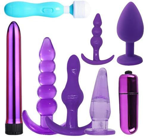 GKLWEJ 8 pcs plug anali, plug anali con vibrazione, vibratore anale, vibratori per il punto G e il clitoride, butt plug fetish SM sesso anale, giocattoli sessuali per donne uomini coppie