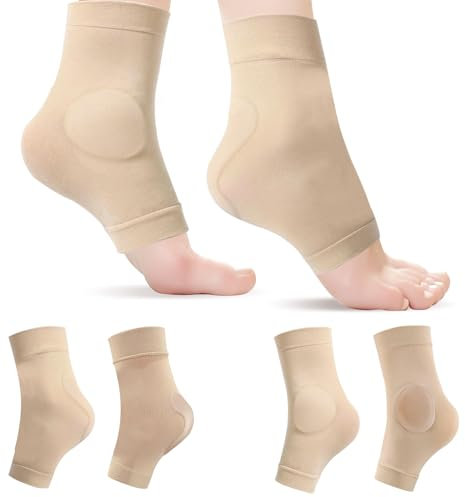 Sekonow 2 Paar Knöchel-Fersenschutz, Gelhülle, Malleolar Achillessehne gepolsterte Skatesocken Kissen mit Silikon-Pads für Eiskunstlauf, Roller, Hockey, Stiefel, Schuhe, Knöchel + Ferse