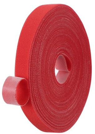 PATIKIL 0.6IN x 33FT Hook and Loop Tape, Double-Sided Nylon Strips Reusable Cable Ties Roll Multi-Purpose Cord Management Tape Wrap Fastener for Home Office, Red