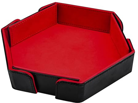 SIQUK Magnetisches Würfeltablett Hexagon Würfelbrett Faltbar Würfel Würfelbretter Sechseck Würfelteller Dice Tray, Rot