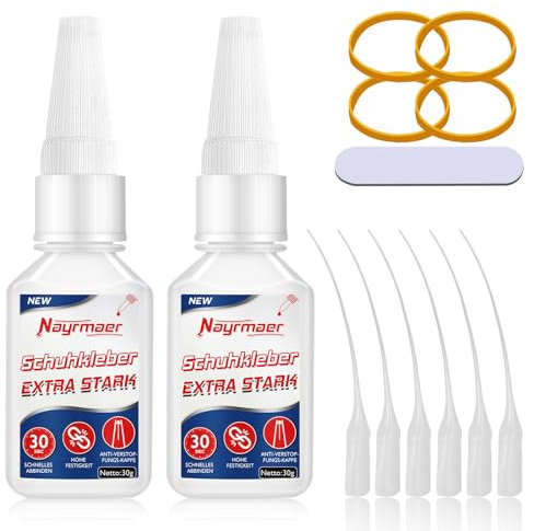 Nayrmaer Schuhkleber Extra Stark Wasserfest, Schuhsohlenkleber, Hohe Festigkeit Kleber für Schuhsohlen, Sneakers, Sohlen, Stiefel, Sandalen, High Heels und mehr (Schuhreparaturkleber60g/30g) (60g)