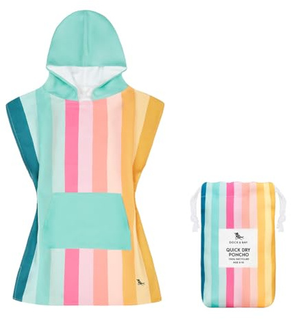Dock & Bay Poncho mit Kapuze - Für Kinder - Super saugfähig, schnell trockend - Inklusive Tasche - Coastal Candy, Medium (Age 7-10)