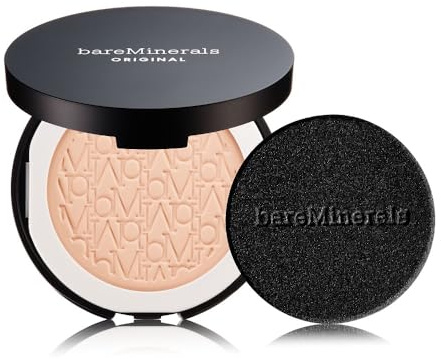 bareMinerals Original Pressed Powder Foundation Mineral SPF 15 – Talc-Free, Natural Matte Finish, Buildable Coverage, Vegan, Clean Beauty