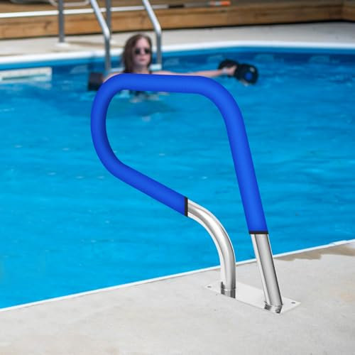 Schwimmbad Edelstahl Handlauf, 81X58CM Pool Haltegriff mit Griffabdeckung, Rostfreier Einstiegshilfe Pool für Schwimmbädern, Schwimmbecken, Spas, Wasserparks