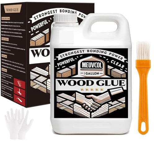 Meuvcol Wood Glue 1 Gallon, Ultimate Wood Glue for Furniture Heavy Duty, Furniture Glue for Woodworking,Crafts, Clear Strongest Glue for Wood, Extra Strength White Adhesive for Cabinets, Chair Legs