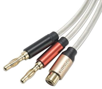 Oluote Lautsprecherkabel, Cinch Buchse auf 2 x Bananenstecker, Audio Verlängerungskabel Banane auf Cinch Ersatzkabel (3m)