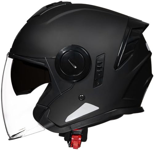 Casque De Moto Adulte avec Anti Scratch Visiere, Casque Moto Demi-Jet Homme, Casque Semi-Ouvert Casque Jet Urbain Vintage Casque Moto Et Scooter Compact Femme Demi Casque 1,XXL