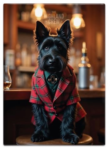 Fridge Magnet (65 x 90 mm) - The Highland Crew - Scottie Dog Tartan