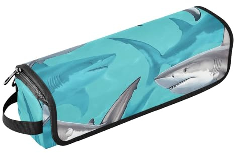 FRODOTGV Tragbare Reisetasche für Damen, mit hitzebeständiger Matte, Tragetasche für Glätteisen, flacher Haartrockner, Kunstfisch, Meer, Türkis, 01, 1 Size