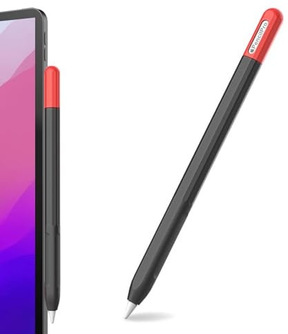 ARYIMYDP 1 Pezzi Custodia in Silicone, Colore Contrasto, Comoda Tatto, Antiscivolo e Antiurto, Custodia Protettiva per Apple Pencil Pro e Apple Pencil 2 (Nero, Rosso)