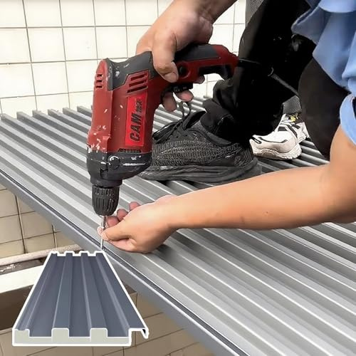 Elitix Trapezblech Isolierte Wellblech-Dachplatte Aus Aluminium, 1 M, 1,5 M, 2 M, 2,4 M, Gewächshausverkleidung mit Füllung, Allwetter-Markisendach für Balkon(1 pc,L 2.4m/94.4in/7.9ft)