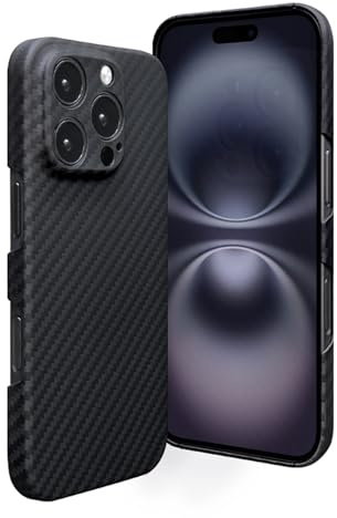 LEMAXELERS Ultradünne Hülle für iPhone 15 Pro Max Carbon Handyhülle Aramid Case Superdünne [1500D 100% Aramidfaser] Fallschutz in Militärqualität Schutzhülle für iPhone 15 Pro Max Schwarz XW