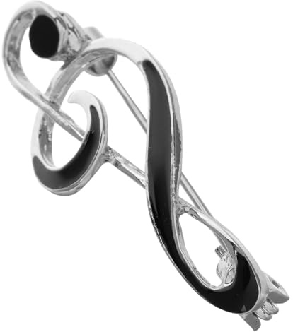 Zinklegierung Musiknoten Brosche mit Emaille, Silberfarben