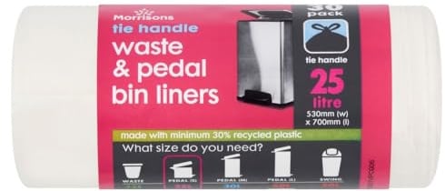 Morrisons Tie Handle Waste & Pedal Bin Liners 25l 30pk