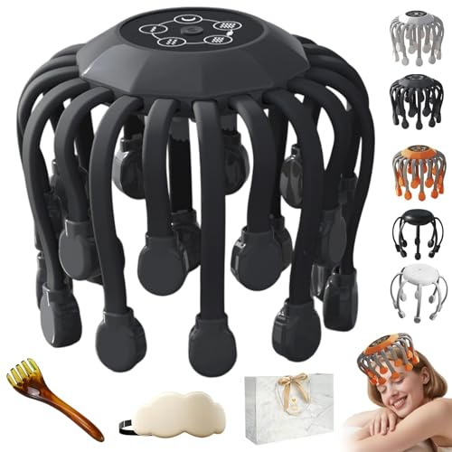 2026 Neueste Intelligentes Massagegerät für den Kopf, Head massager,Anti-Stress 360 Grad Elektrisches Kopfmassagegerät mit 5 Modi, 20 Massageköpfen,Timer, Tragbar Kopfmassage für Damen Herren (D)