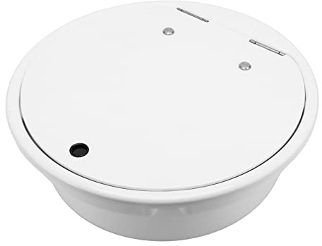 HELEVIA Évier de Lavage des Mains pour Camping-car, évier Rond en Acrylique Blanc avec Couvercle, 16,93 X 5,51 Pouces, Grande Sortie D'eau, Facile à Installer, pour Yacht Caravane,