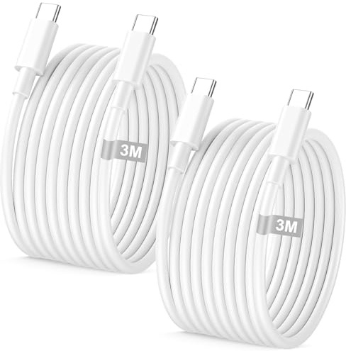 Cable USB C 3 Metros 2 Pack, 60W Cable iPhone 17 16 15 Cable Cargador Cable | Cable USB C Carga Rapida 3M cable Tipo C a Tipo C para iPhone 17 Air/17 16 15 Pro Max Plus, iPad Air/Mini/Pro, Samsung,Xiaomi