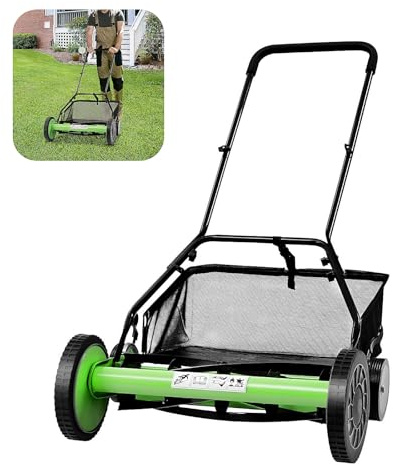 HUOMMGS Handrasenmäher | 500㎡ Mähfläche | 60cm Schnittbreite | 9 Gang Einstellbare Mähhöhe 3,4-6,4cm | Spindelmäher mit Auffangtasche Hand Rasenmäher Leise Spindelrasenmäher für Villen, Parks