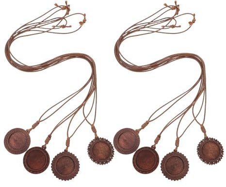 jojofuny Plateaux à Pendentif Socle Ajustable Lot de 8 en Bois Rond et Fleur pour Bijoux Vintage, pour Projets DIY et Sorties Quotidiennes