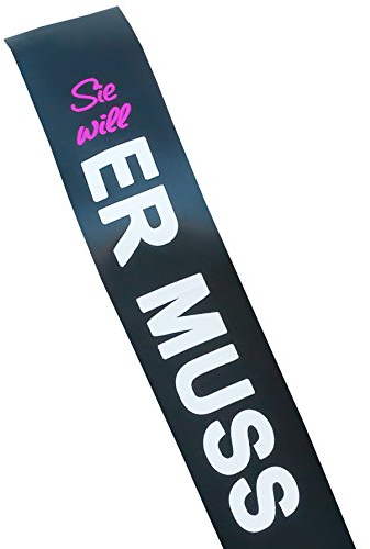 Oblique Unique Braut JGA Schärpe Junggesellenabschied - Sie will Er Muss - Hen Party Sash Bride To Be