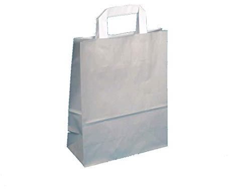 250 Papiertragetaschen Papiertüten Geschenktüten Einkaufstüten Papier Grau Beton mit Flachhenkel weiß 22+10x28cm 70g/m²