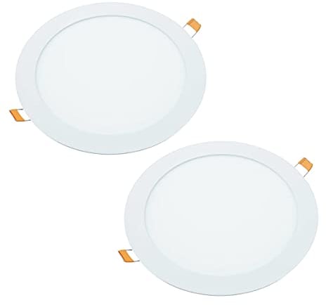 Jandei – Pack x 2 Downlights LED Empotrable Redondo, 18W, 1500 Lúmenes, Extraplano 13 mm, Orificio de Montaje Ø200-205 mm, Blanco Cálido 3000K con Transformadores Incluidos