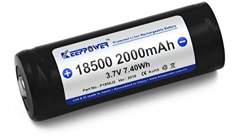 Keeppower 18500-2000mAh, 3,6V - 3,7V Li-Ion-Akku geschützt mit Kopf Abmessungen 53x18,5mm