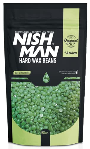 NISHMAN Hard Wax Beans - Azulen 500g - Painless, Long-Lasting Hair Removal for Smooth Skin - Suitable for Body Areas - Efficient and Comfortable Results Without Irritation