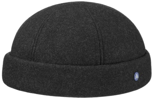 HAMMABURG Teflon Dockercap Fullcap Wool Winter Hat Melange Cotton Lining Men Autumn Winter Anthracite M (56-57 cm)