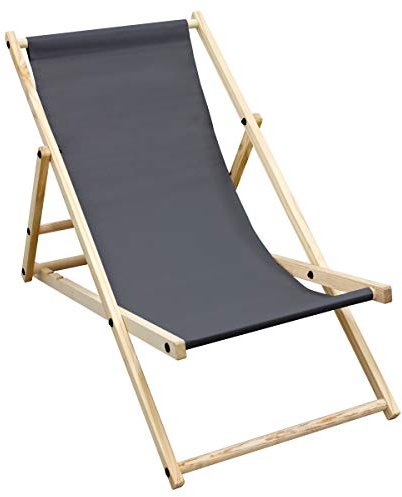ECD Germany Liegestuhl klappbar aus Holz - 3 Liegepositionen - bis 120 kg - Anthrazit - Sonnenliege Gartenliege Relaxliege Strandliege Liege Strandstuhl Klappliegestuhl Holzklappstuhl Strandliegestuhl
