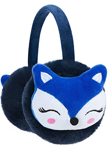 IBLUELOVER Enfants Cache Oreilles de 3D Renard Mignon Couvre-Oreille en Peluche Fille Garçon Chaud Hiver Fourreau d'oreille Pliable Ajustable Earmuff Protège Oreille de Ski Voyage Cadeau Noël