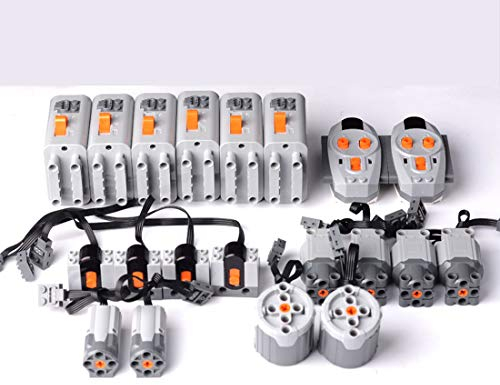 Power Functions Set für Technic Autos, 4 L 2 XL 2 M Motoren 2 Fernbedienungen 4 Empfänger 6 Batteriefach, Kompatibel mit Lego Technics mit Adapter