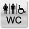 Cartel para puerta de baño para hombre y mujer con discapacitados, impresión UV, 12 x 12 cm, compuesto de aluminio de 3 mm, fabricado en Alemania