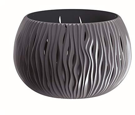 Prosperplast BOWL SANDY de plástico CON depósito en color Antracita, 16,1 (alto) x 23,8 (ancho) x 23,8 (profundo) cms