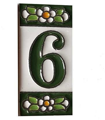 Keramikfliesen, Zahlen und Buchstaben, grünes Blumenmuster, Fliesengröße: 7,5 cm x 3,5 cm, 2 bis 10 Fliesenrahmen (6)