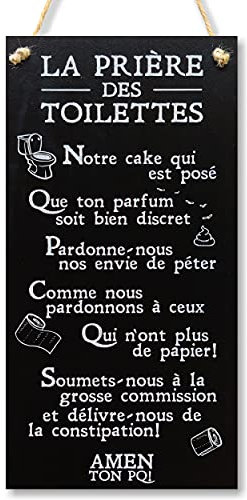 CARISPIBET La prière des toilettes | enseignes pour la maison plaque décoratif de salle de bain décor d'interieurs 30 x 15 cm