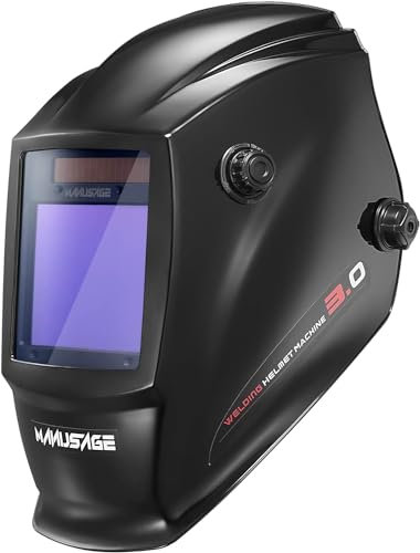 MANUSAGE Schweißhelm mit automatischer Verdunkelung, batterie- und solarbetriebener Schweißhelm, leicht, breiter Schirm 4/5-9/9-13, für WIG-Mig-Arc-Schweißhaubenhelm, A800DSH