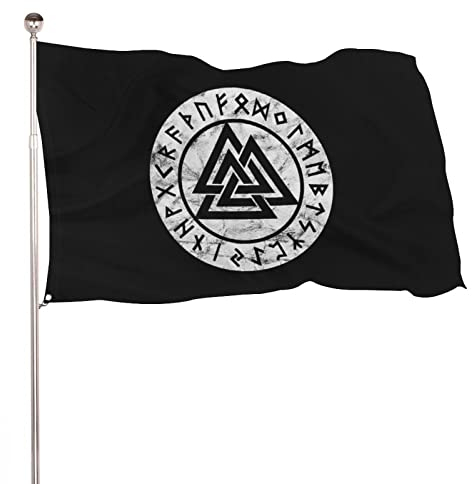 Drapeau de jardin décoratif - Bannière de cour - Impression de runes viking Valknut Odin - Décoration à suspendre - 90 x 150 cm