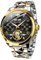 OUPINKE Herren-Armbanduhr, automatisch, großes Zifferblatt, luxuriös, mechanisches Skelettkleid, Business-Armbanduhr, zweifarbiger Wolframstahl, wasserdicht, Saphir-Kalender, Goldfarben / Schwarz