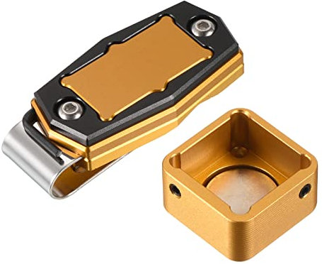 PATIKIL Biliardo Magnetico Gesso Supporto, Alluminio Lega Biliardo Biliardo Stecca Gesso Punta Custodia con Cintura Clip per Snooker Sport Accessori, Oro