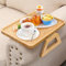 JanYoo Sofa Arm Tray Table Clip On Foldable Table for Wide Couches Couch Armrest Tray Clip-on Sofa Table Tray, Eating and Drink Portable Table,Beige