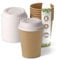 BIOZOYG 50 Stück Kompostierbare Bio Einweg Becher inkl. Pappdeckel I Einmalbecher Getränkebecher Wegwerfbecher Papierbecher I Coffee to go Pappbecher braun ungebleicht 200 ml 8 oz