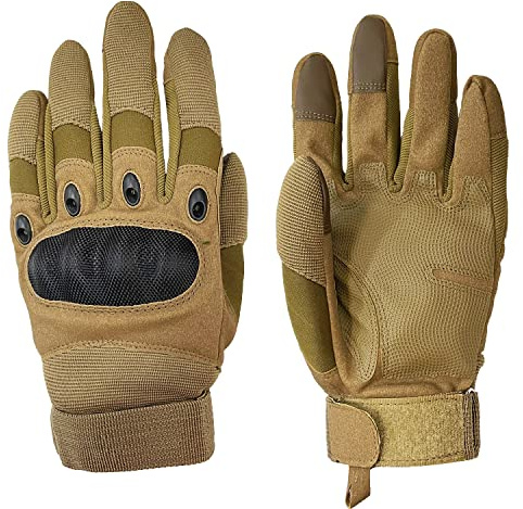 Sutekus Tactical Gloves Hard Knuckle Gloves with Touchscreen Fingers Hand Gear for Hiking, Camping, Hunting, Combat, Shooting, Cycling, Motorcycle (Tan, Large)