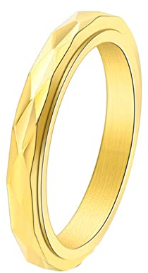 Epinki Verlobungsring Zart, Edelstahl Ringe 3MM Rhombus Spinner Eheringe Damen Einzeln, Damenring Gold Gr.49 (15.6)
