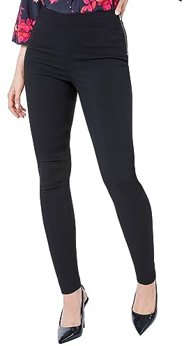 Roman Originals Stretch Trousers for Women UK Ladies High Waisted Pants Pull On Leggings Smart Slimming Office Work Fitted Tailored Tapered Regular & Plus Sizes - Ebony Black (29 in) - Size 8