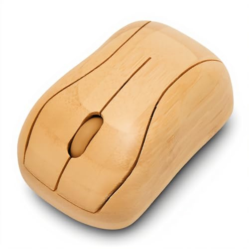 ASHATA Bamboo Wooden PC Wireless Mouse, Wireless Mouse for Laptop, 2.4G Cordless Portable Computer Bamboo Mice Ergonomic Anti Radiation Anti Static Low Noise for Work Study