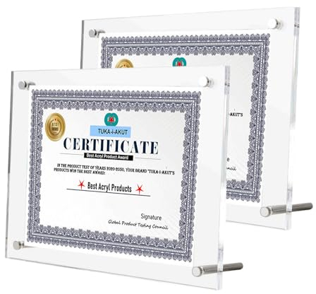 TUKA-i-AKUT 2X Acrílico Marco de Documentos para A4 Cartele, Doble Acrílico Panel Transparente, Marco de Exhibición de Escritorio para Fotos Documentos Carteles Folletos Certificados, TKD9400-A4-2x