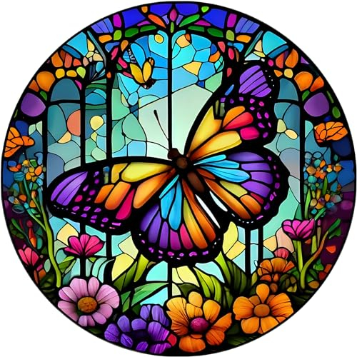 DAERLE 5D Diamond Painting Schmetterling aus Buntglas, Diamant Painting Bilder Schmetterling, Diamond Art Erwachsene DIY Diamant Kunst Malerei Stickerei Set Kreuzstich für Home Wand Dekor 30x30cm