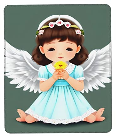 Niedlicher kleiner Engel Mauspad, verschiedene Größen, gummiert, Schreibtischunterlage, Schreibblock, starke Haftung, Haltbarkeit, umweltfreundlich, 21,6 x 26,2 cm